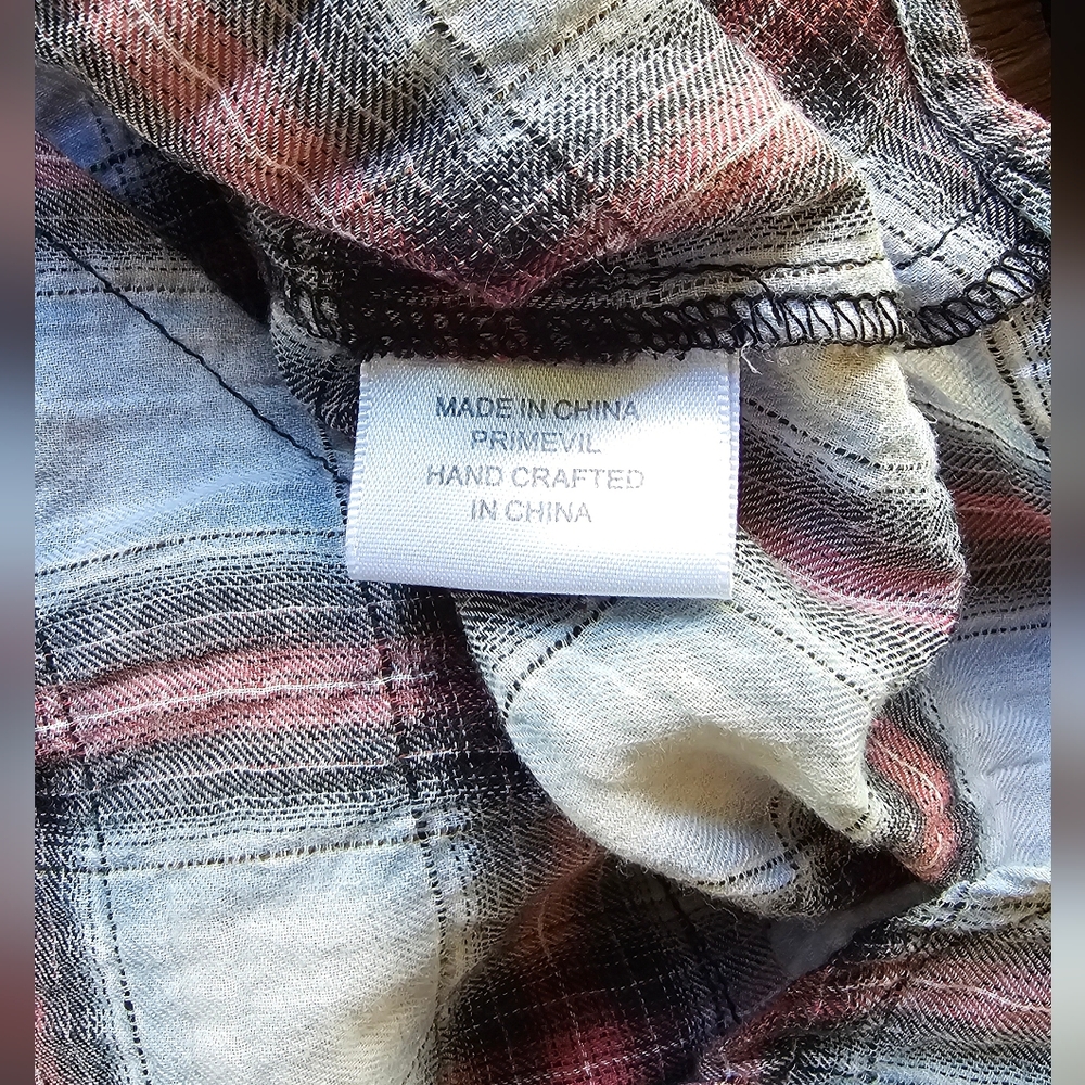 Primevil Skull & Crossbones Embroidered Plaid Button Up Flannel - Picture 6 of 6